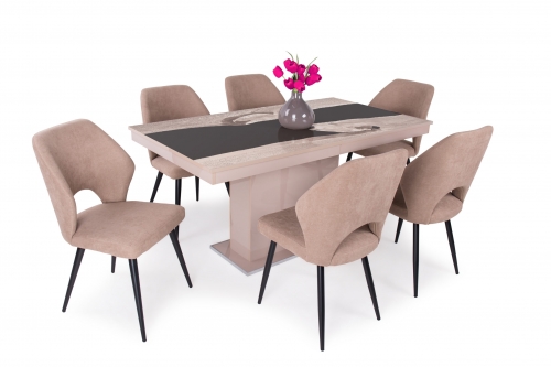 Aspen szék - Magasfényű Flóra plusz asztallal (6) (+Ingyenes szállítás)